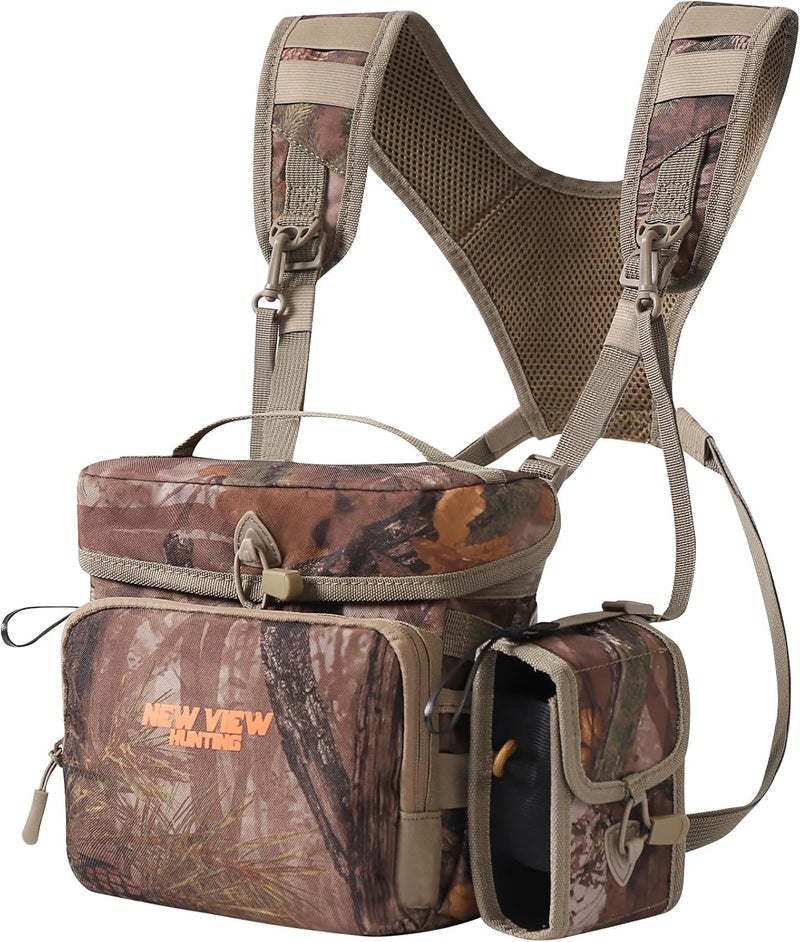 NEW VIEW CamoRanger Binocular Harness Chest Pack, Ripstop Bino Harness with Rangefinder Pouch and Rain Cover for Hunting - Image 1
